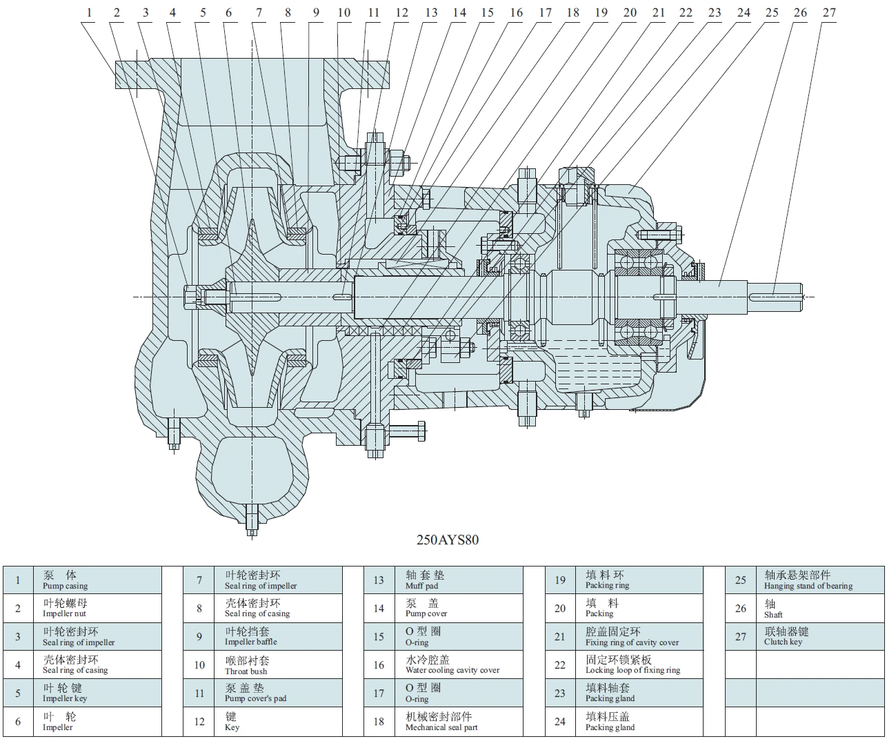 Structure drawing of Single-stage double-suction AY Oil Pump